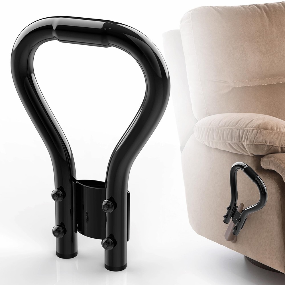 Modern Black Metal Recliner Handle Extender, Oversized Lever Extender for Eld...