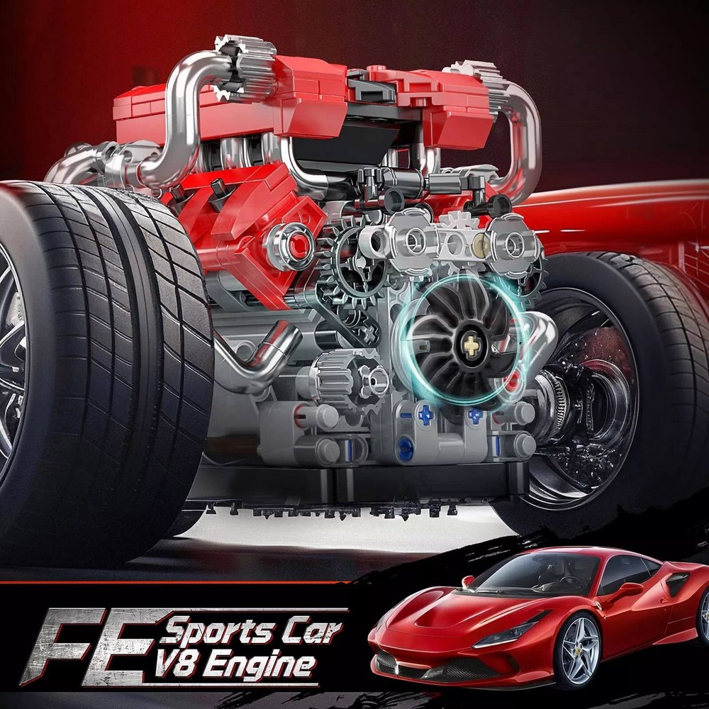 V8 Engine Motor Mechanical Engineering Model Building Block Gift Collection New