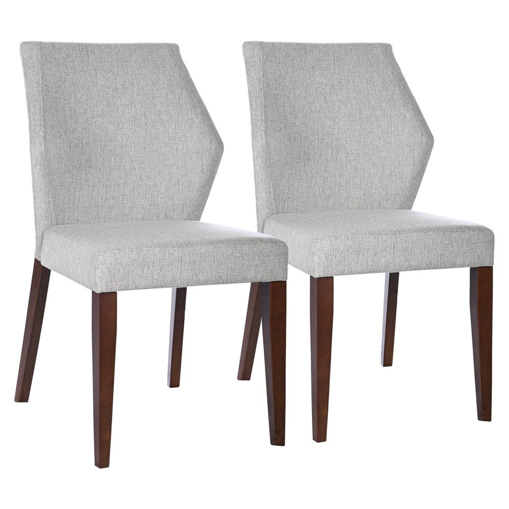 Set of 2 Light Grey Fabric Dining Chairs, Upholstered Side Chairs
