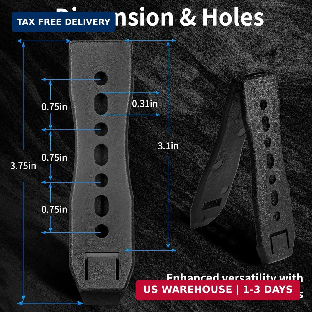 REXTECH 3-inch Molle Clips 4-Pack, Molle Attachment for Vests, Holsters, Backpac