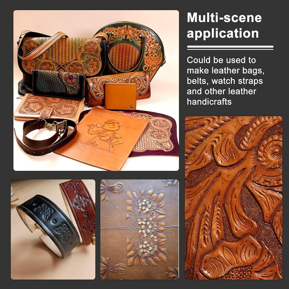21PcsLeather Stamping Tools Leather Stamping Kit with Hammer for Leather Working