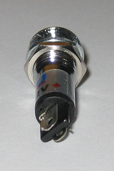 Panel Mount LED - Blue - Chrome Case - 12V DC - 8mm Mounting - Lockwasher / Nut