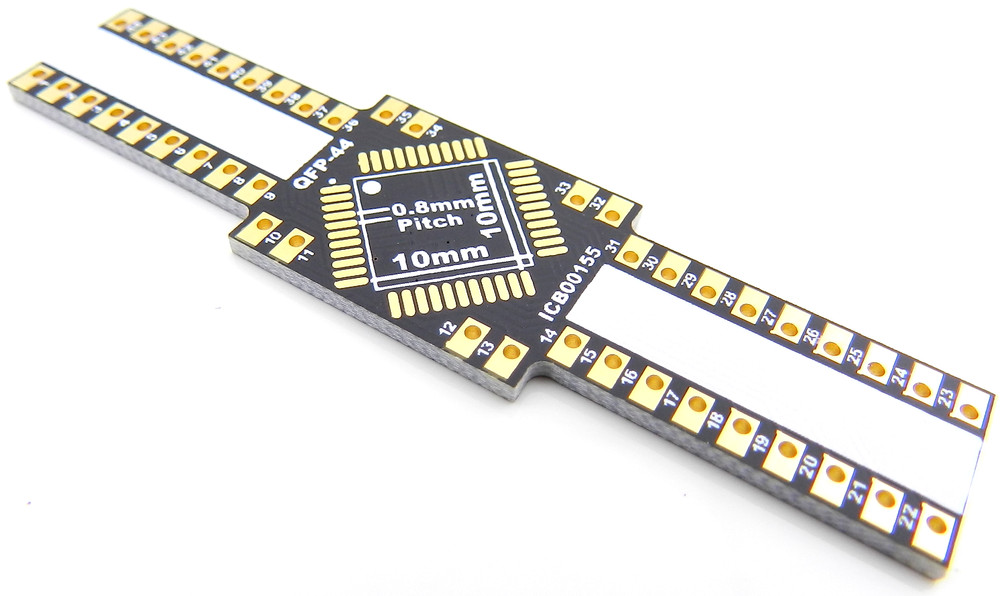 QFP-44 Breakout Board (10 x 10 mm, 0.8 mm)