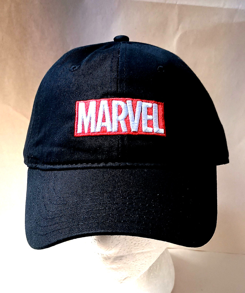 Marvel Comics Logo Black Baseball Cap Hat From Box Lunch New NOS OSFM 2022