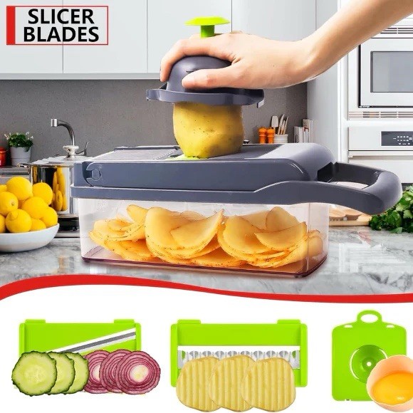 11-Piece Multi Functional Vegetable Chopper Slicer Dicer Grater with Accessories