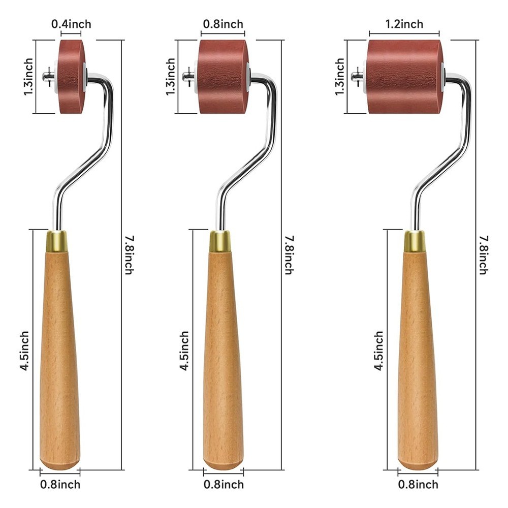 3pcs Rubber Rollers Rollers for Crafting, Ink Roller Set with Comfort Grip2686