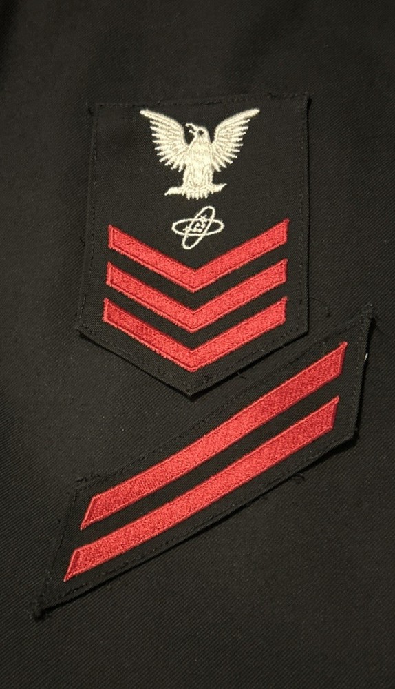 US Navy PO1/E6 Rate Electronics Technician Blue w/ Service Petty Officer 1 Large