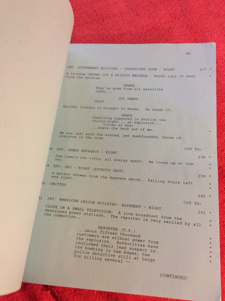 ORIGINAL SCRIPT TARGET EARTH PART ONE DABNEY COLEMAN MARCIA CROSS MELONI