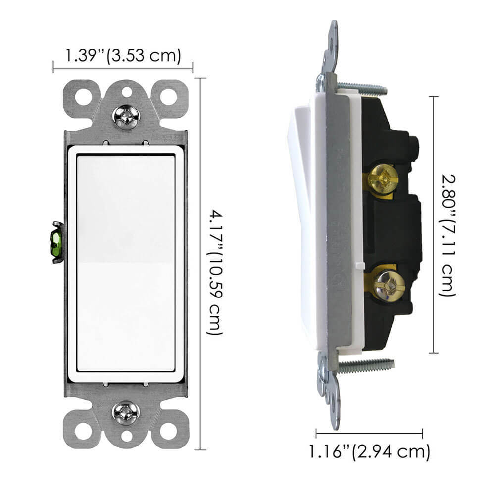 8 PK Paddle Rocker Switch Single Pole ON/OFF Wall Light Switch Replacement White