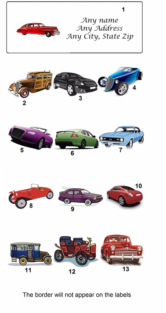 30 Personalized Address Cars Labels (FA 1)