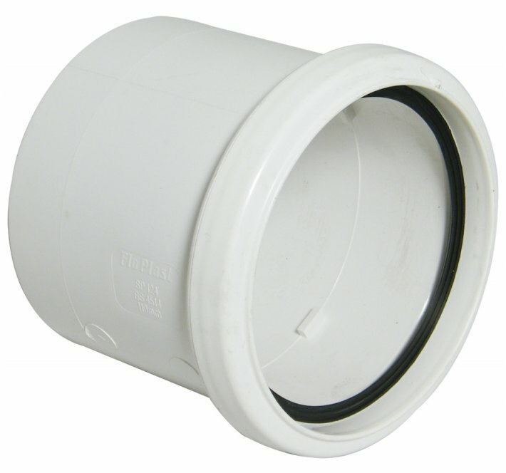 110mm Soil Pipe Single Socket - Glued to Pushfit Adaptor Coupling Joint WHITE