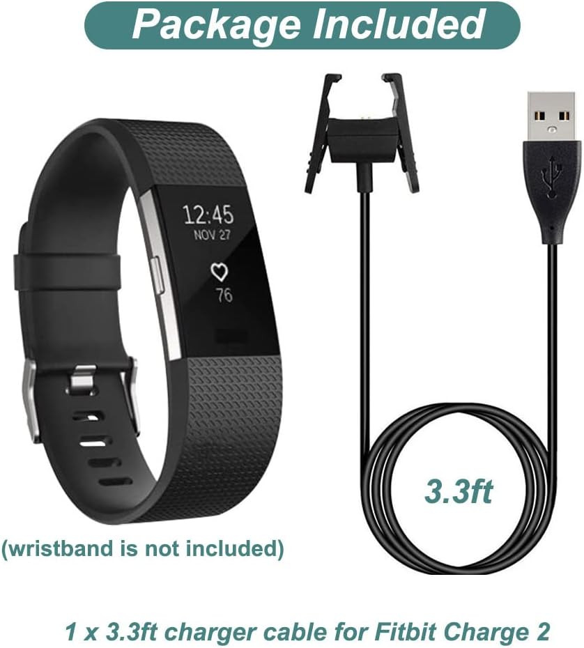 Kissmart Compatible with Fitbit Charge 2 Charger, Replacement Charging Cable Cor