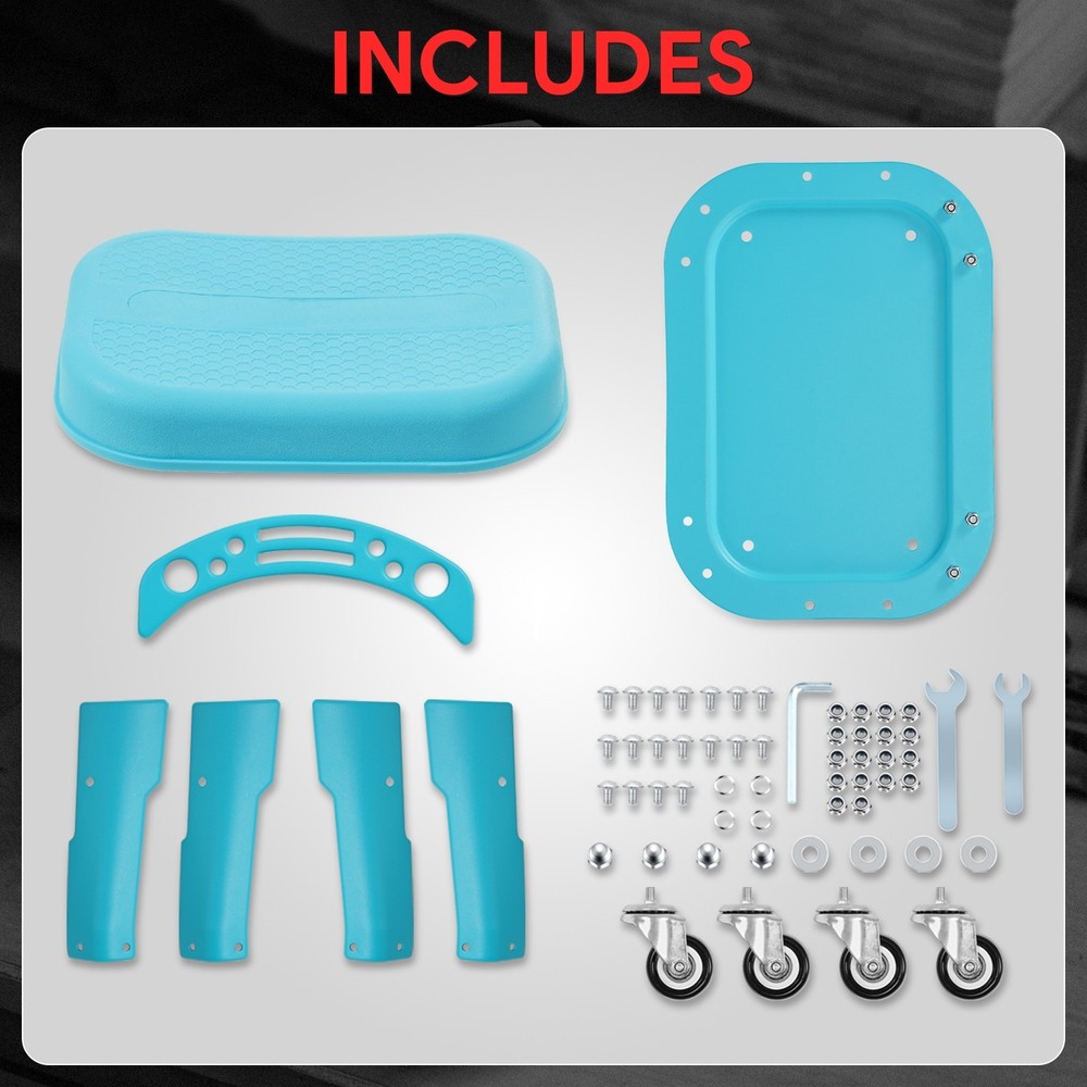 300 LBs 360-Degree Removable Workshop Tool Rolling Garage Stool Mobile Seat Blue