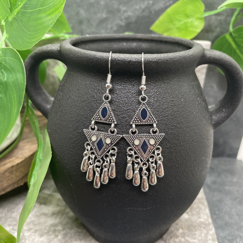 2.5” Silver-tone Boho Retro Earring Set Drop Dangle New Free Ship B6389