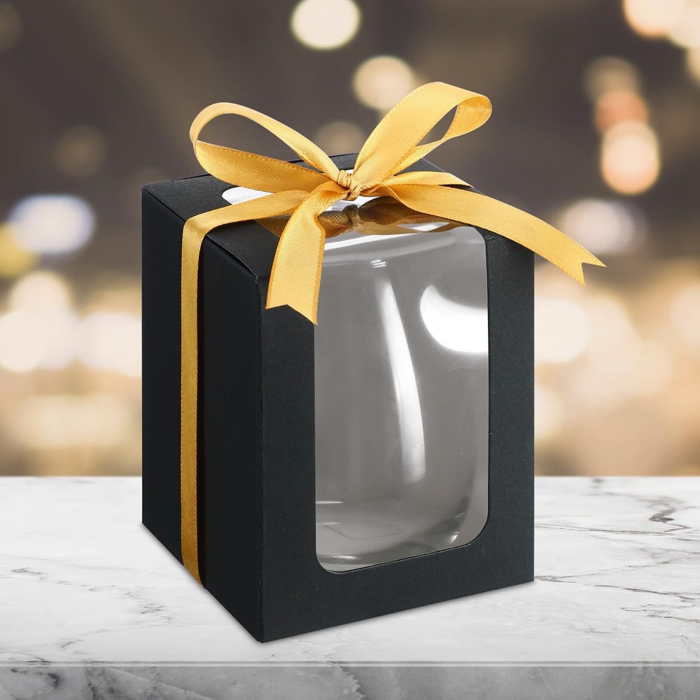 Fulmoon 50 Pack Gift Boxes for Wine Glass Transparent Gift Packaging Box for ...
