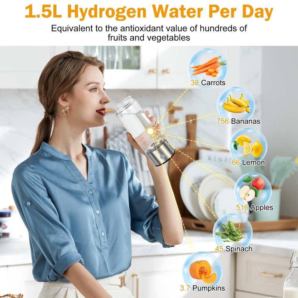 Upgrade Hydrogen Water Bottle, Hydrogen Water Generator with Advanced SPE PEM...