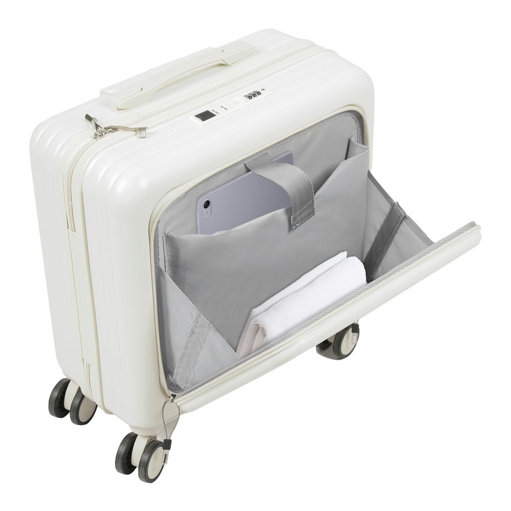 18" front Open Multi-function Suitcase Password Suitcase W/ USB Port+Cup holder