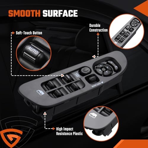 Driver Side Power Master Window Switch with Black Panel Bezel Fit 56049805AB