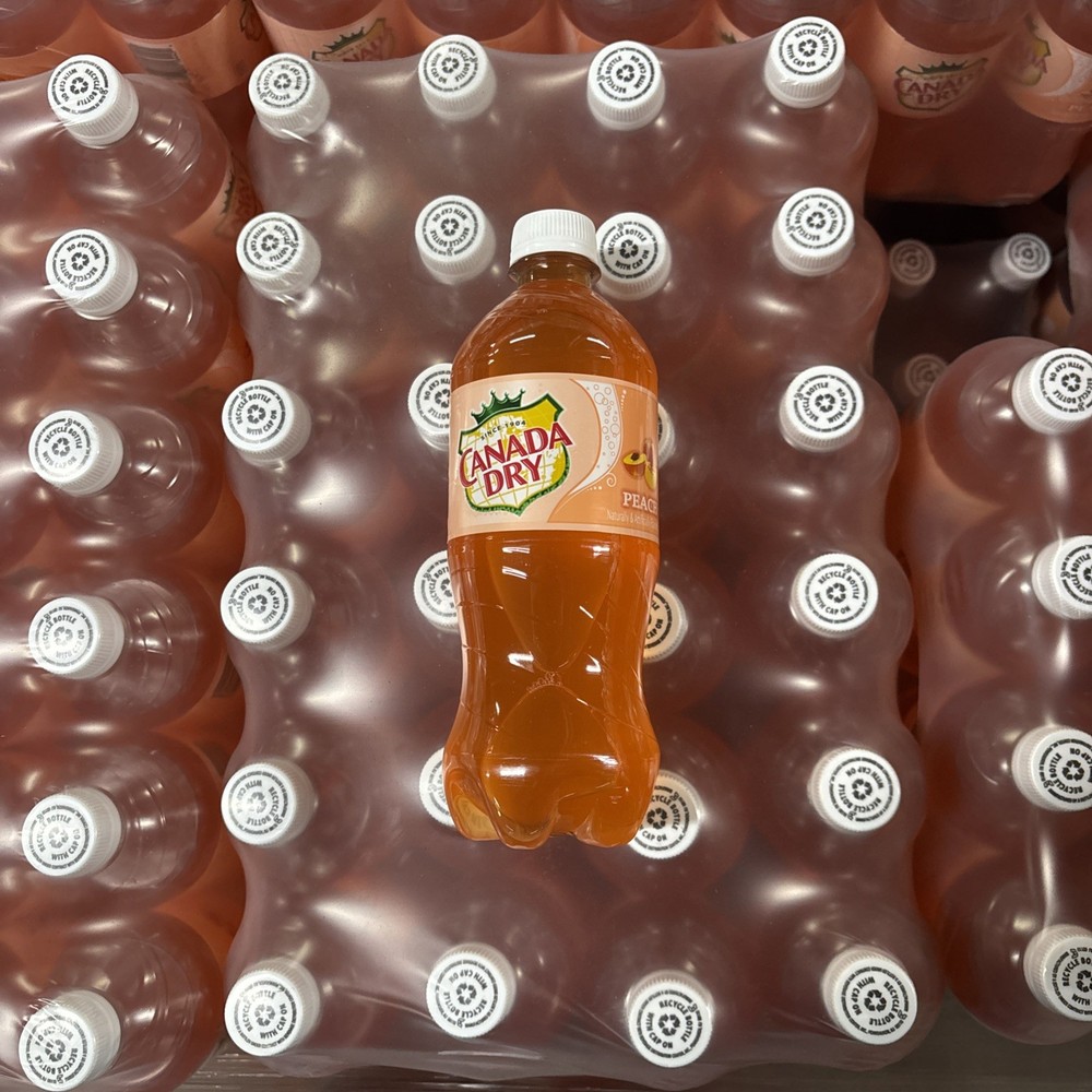 Canada Dry Peach Soda 20oz Exotic Pop 24 Bottles