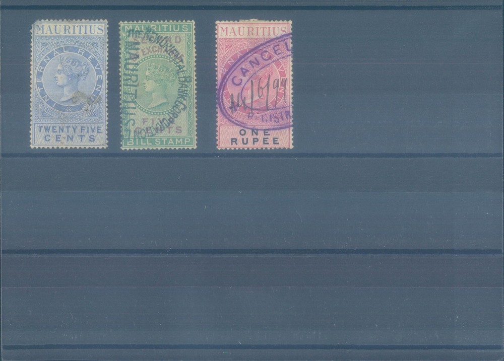 MAURITIUS various used fiscal stamps 1890s