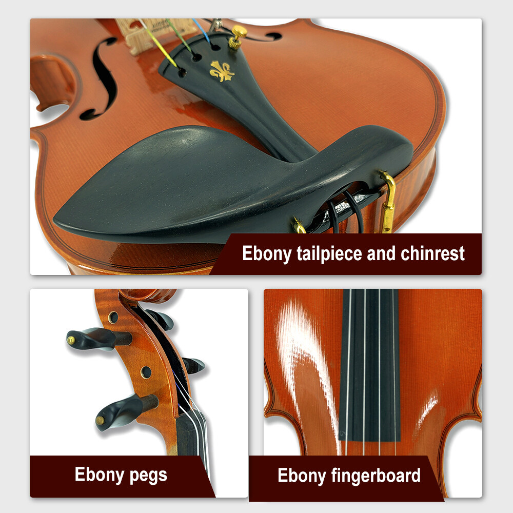 4 string 4/4 Scale Violin Flamed Maple Wood and Ebony Fittings Master Case