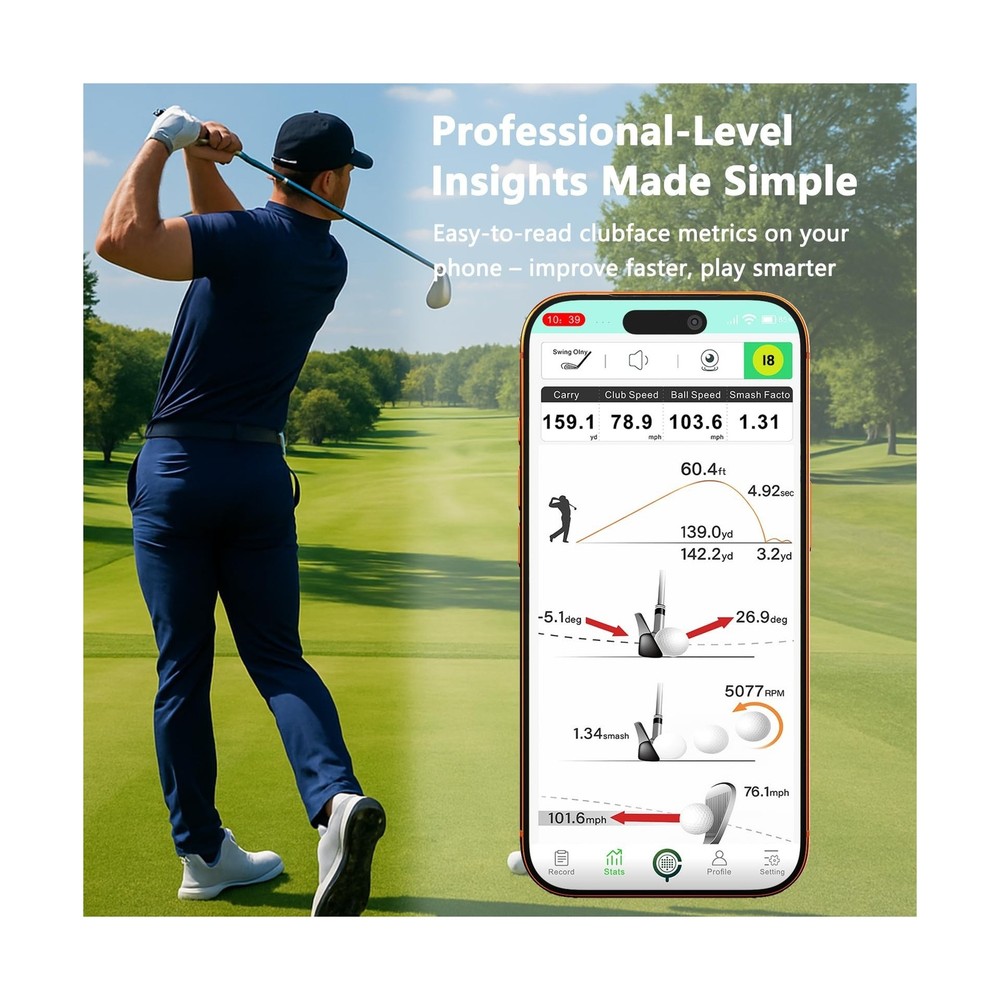 Golf Launch Monitor & Simulator: Portable Swing Analyzer for iOS/Android Phon...