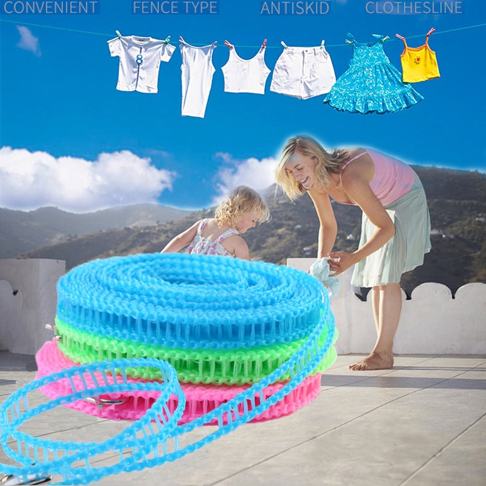 2 Pack Nylon Clothesline Windproof Clothes Drying Rope Medium, Random Color