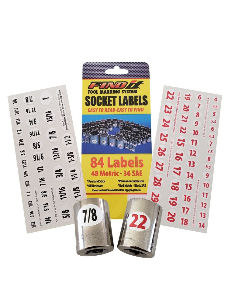 Master Set - Eye Saver Chrome Labels for Socket Sets & Wrenches foil decals IL2