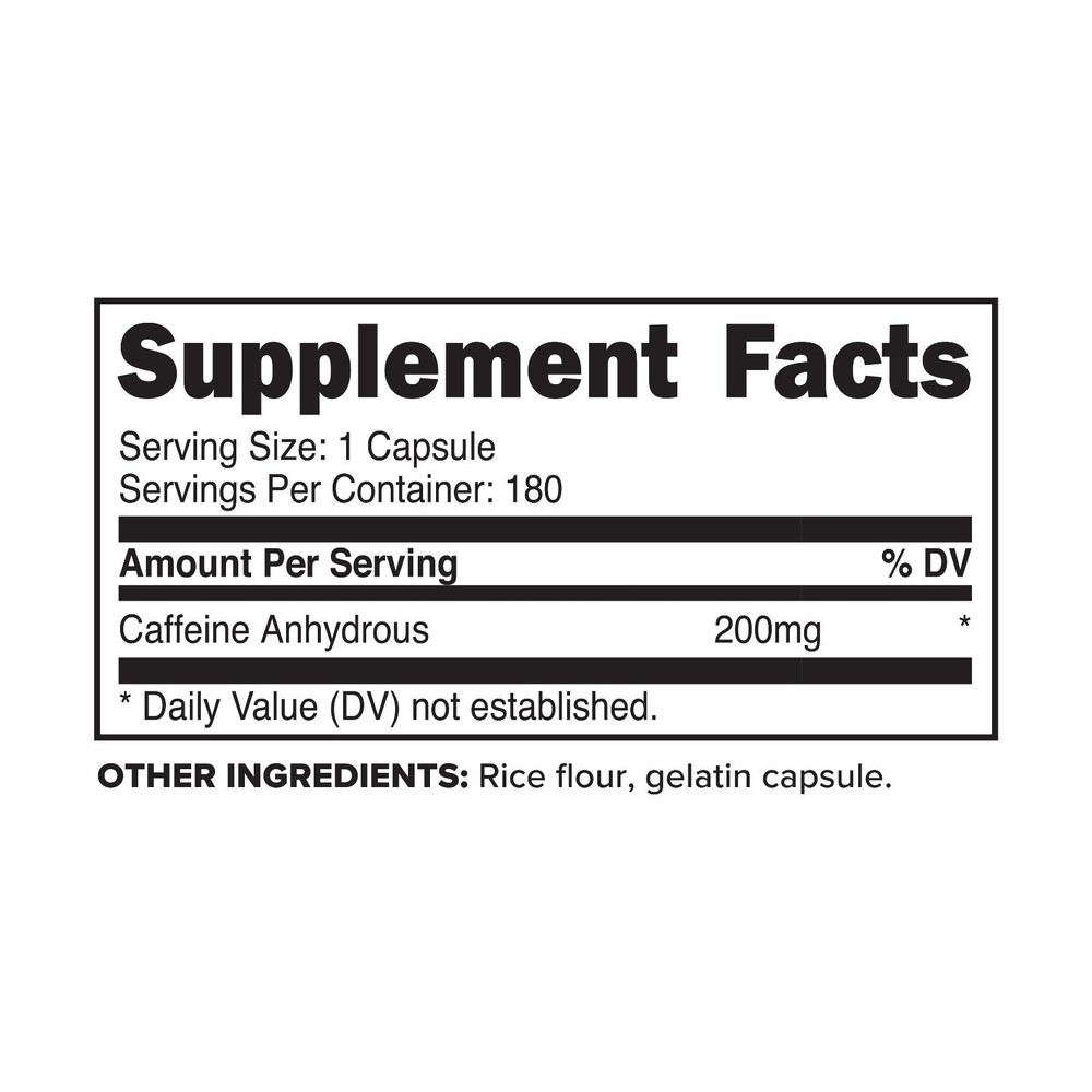 PrimaForce Caffeine Pills 200mg, 180 Capsules
