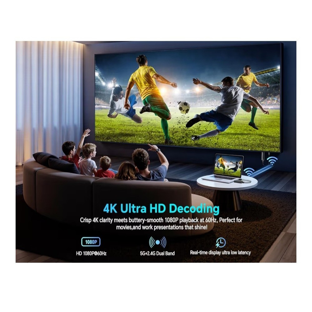Wireless HDMI Transmitter and Receiver 328FT/100M,4K Decode Plug & Play Portable