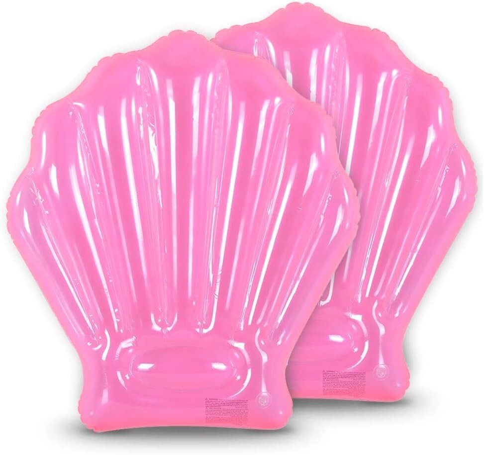 Seashell Pool Float 2 Pack, Summer Fun Inflatable Seashell Float 42" Pink
