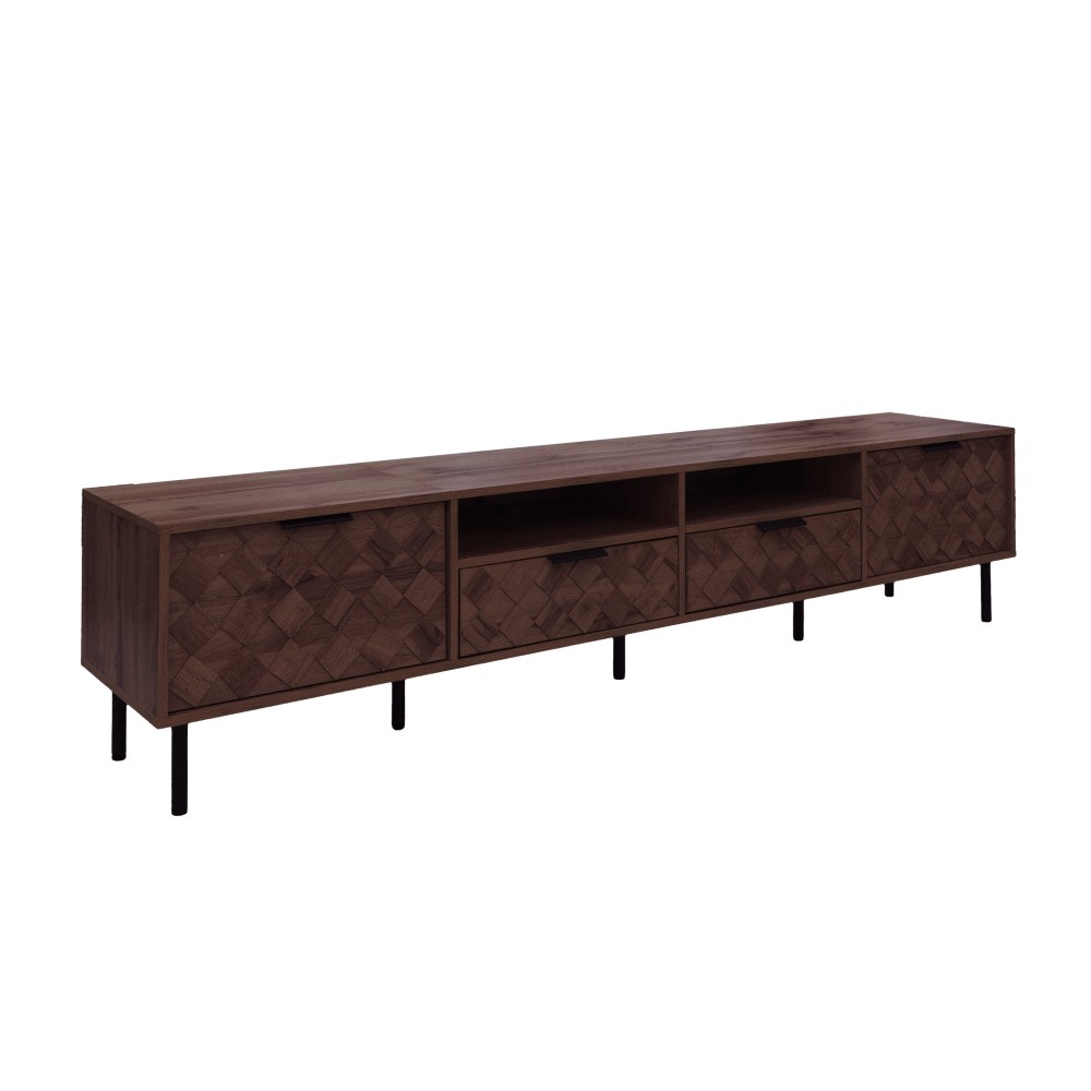 TV Stand with Storage Space Features Soft-Close Hinges Includes Table Legs