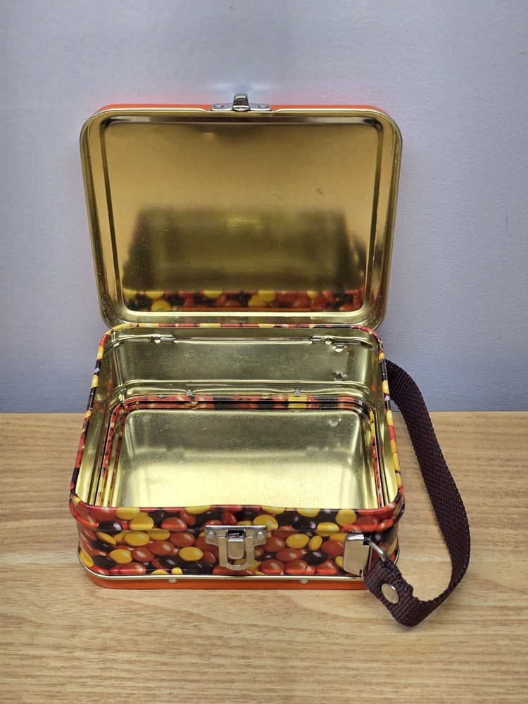 Reese’s Pieces Collectible Lunch Tin Box With Strap Handle