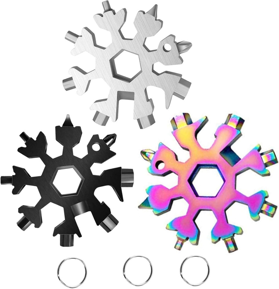 3Packs Snowflake Multi Tool, 18-In-1 Stainless Steel Snowflake Multitool for Bot