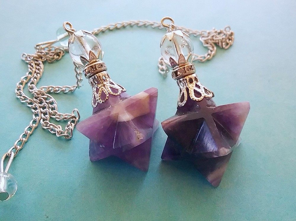 AMETHYST MERKABA Dowsing Pendulum, SILVER AMETHYST Divination Pendulum