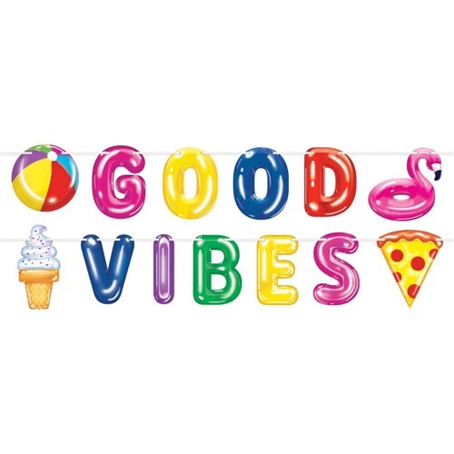 Pool Party Good Vibes Banner Set 2 Per Pack 5' Paper Pool Summer Decorations