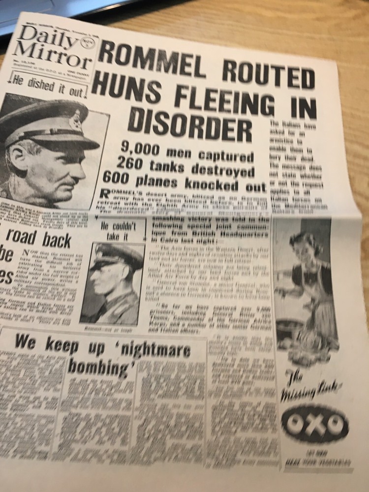 ROMMEL MONTGOMERY  ET C  1943    newspaper    WW2