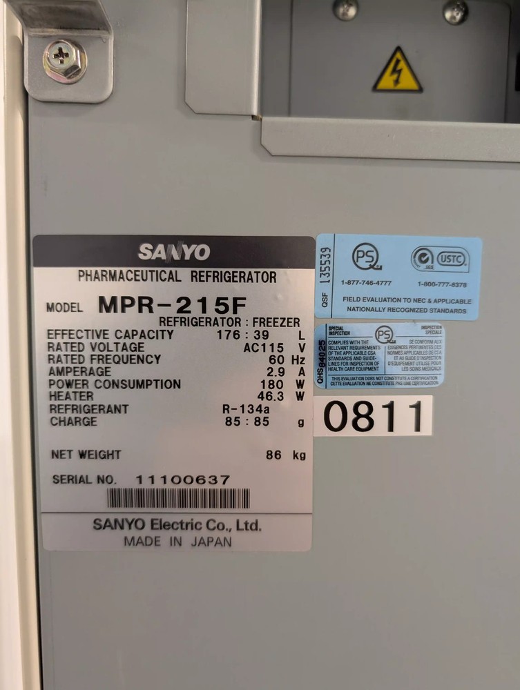 Sanyo MPR-215F Pharmaceutical Refrigerator and Freezer Combo