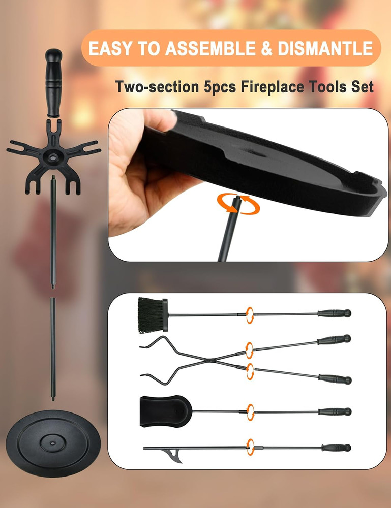 Fireplace Tools 5 Pcs 31.5In Fireplace Tool Set Indoor Fireside Accessories Larg
