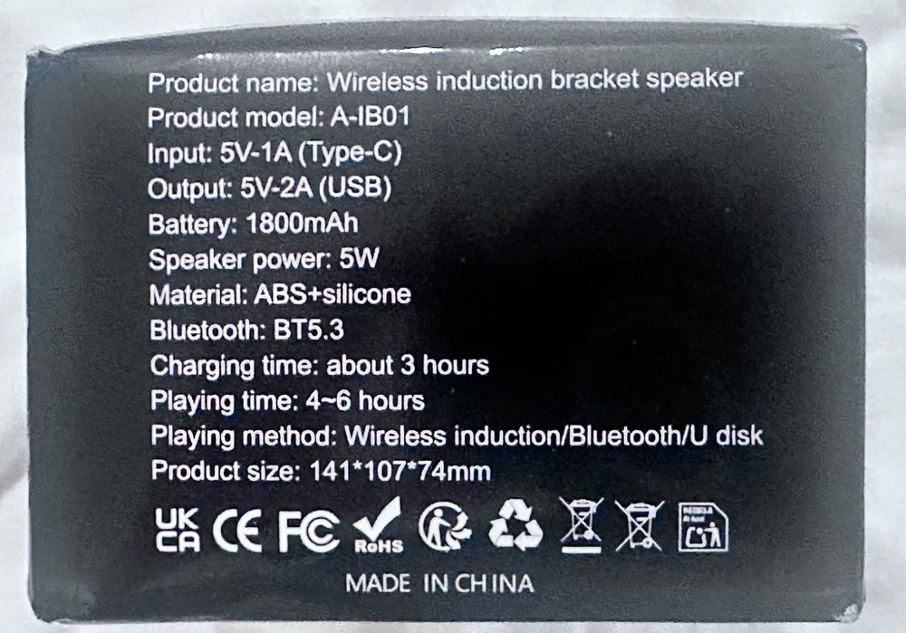 IMOLI Wireless Induction Bluetooth Speaker A-IB01 – 1800mAh Rechargeable
