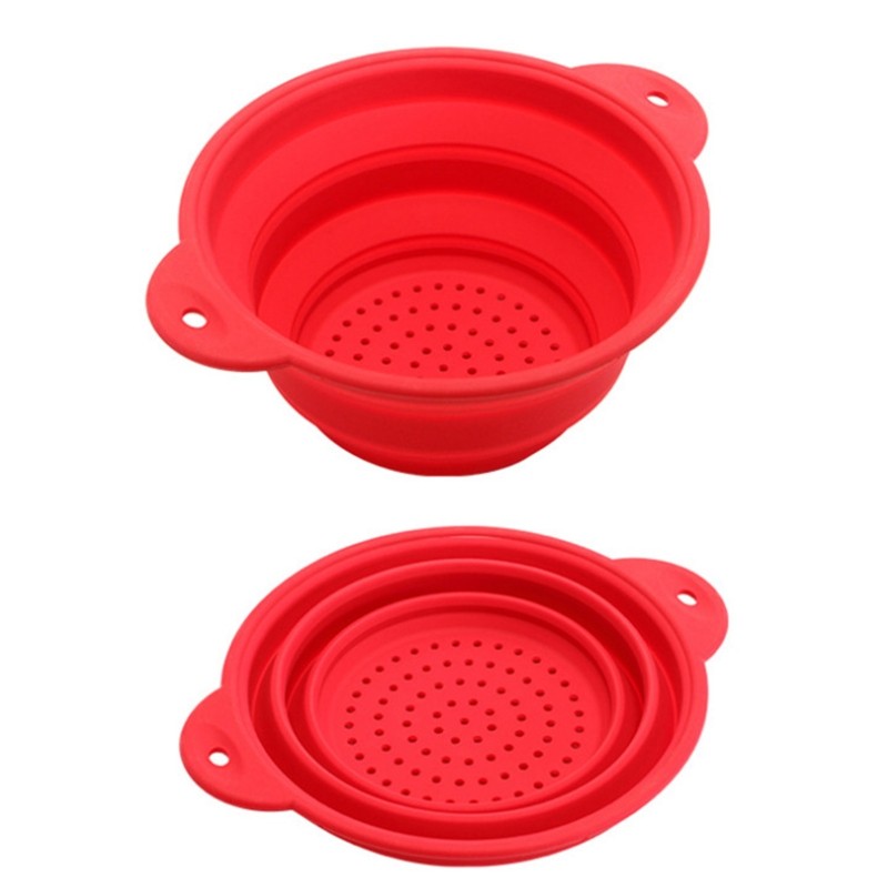 Folding Silicone Drain Fruit Vegetable Wash Colander Kitchen Gadget Utensils