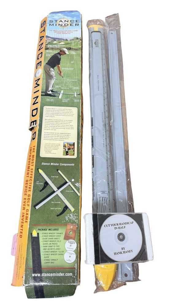 Stance Minder Swing Trainer Ball Position Alignment Aid DVD Incomplete Open Box