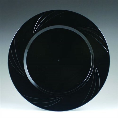 Newbury Black Plastic Salad Plates 7.75" 15 Pack Black Plastic Tableware