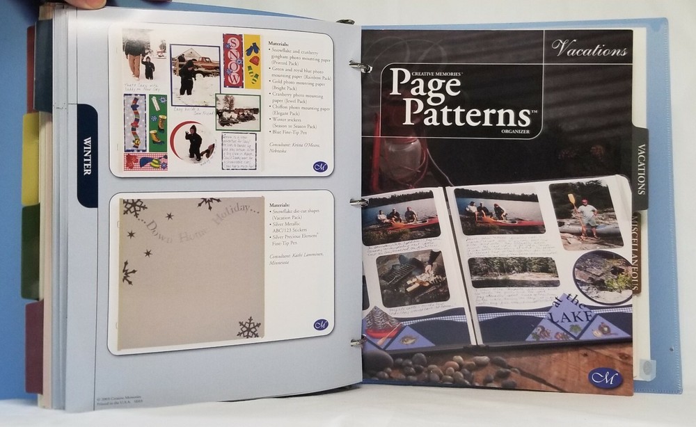 Creative Memories PAGE PATTERN NOTEBOOK scrapbooking page ideas.