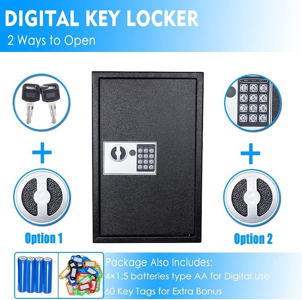 Key Box Wall Mount 60 Position Valet Digital Key Cabinet Lock Box with Code, ...