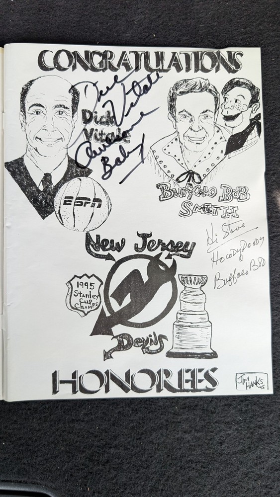 1995 Scooter Awards Program signed by Honorees Dick Vitale and Buffalo Bob