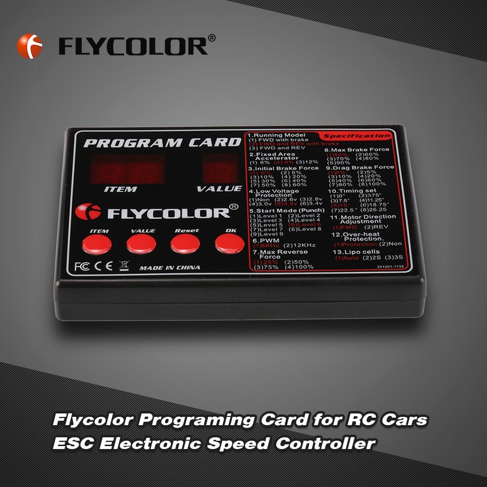 Goolsky Flycolor Programing Card for RC Cars ESC Electronic Speed Controller