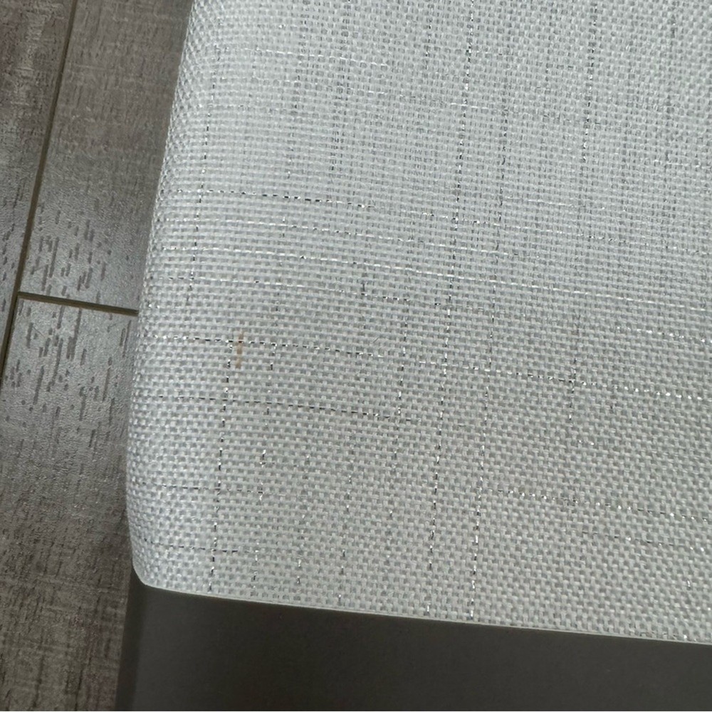 AVA White Silver Grid Print Tablecloth 60" by 84" NWT