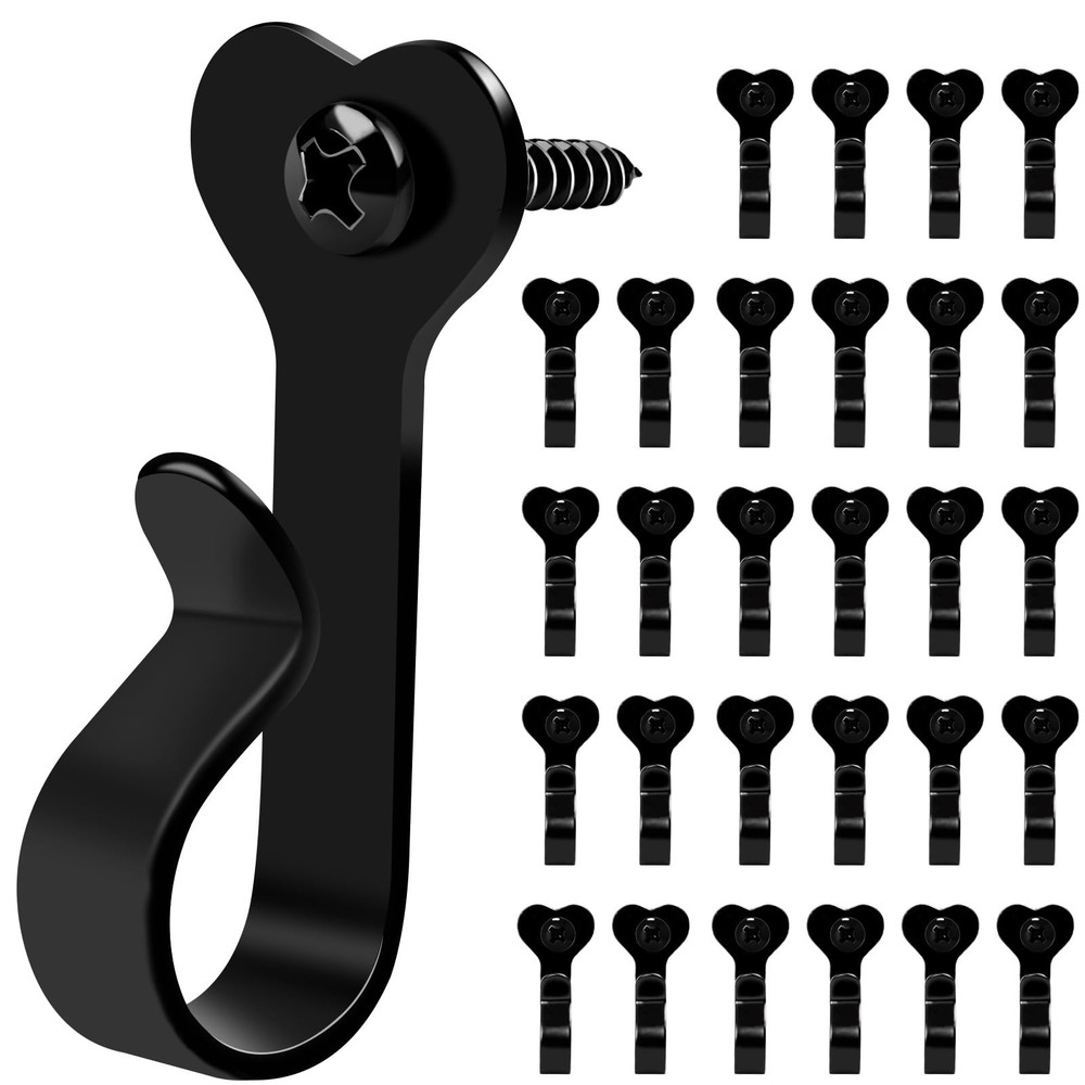 30 Pack Outdoor String Light Hooks, Metal Steel Hooks for String Lights, Scre...