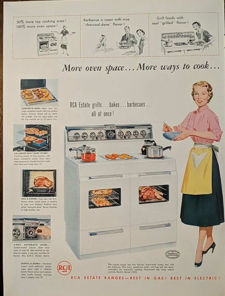 1954 vintage RCA Cook Range Post WWll Kitchen Print Ad